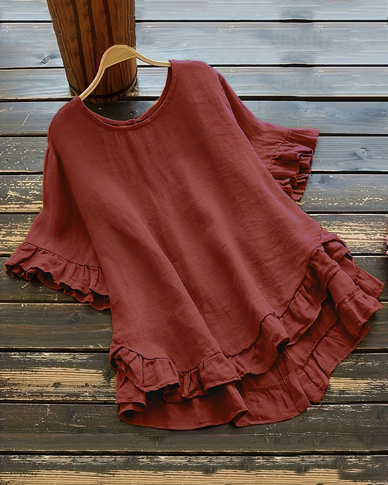 Topp Enfärgad Lös Volang