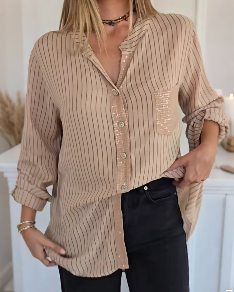 Skjorta Mode Paljett Randig