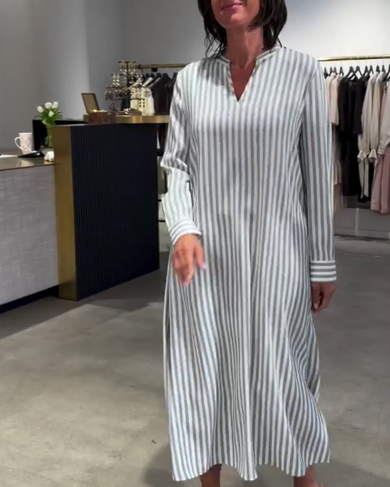 Klänning Randig Sidoslits Maxi