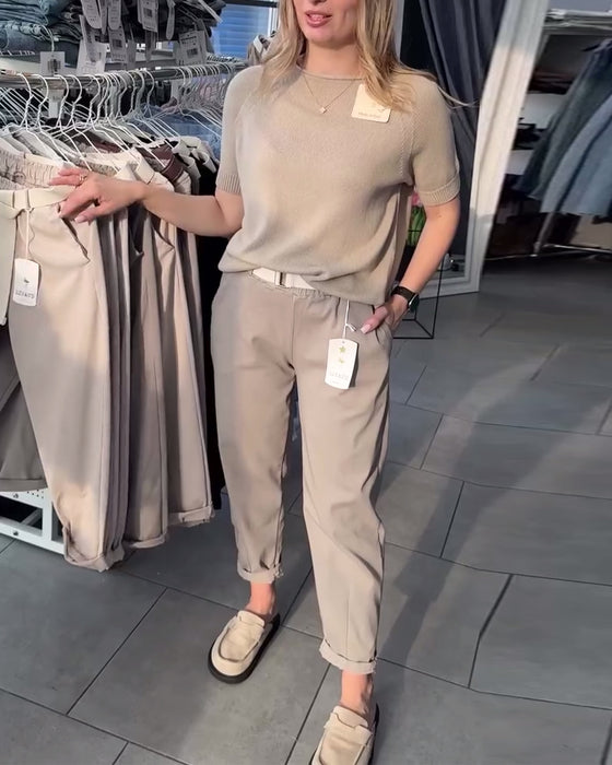 Byxor Enfärgad Avslappnad Rak