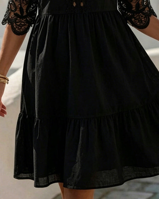 Klänningar Spets Off-Shoulder Skiktad Kort