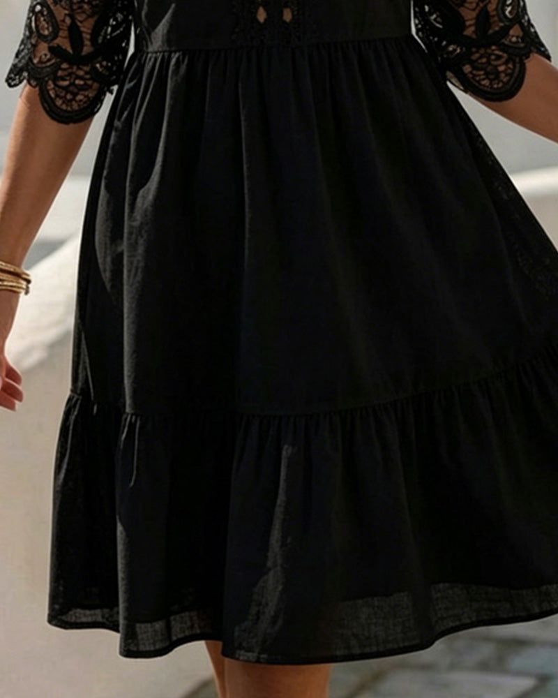 Klänningar Spets Off-Shoulder Skiktad Kort