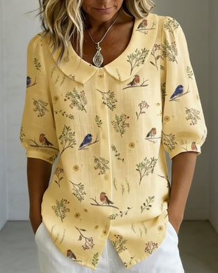 Skjorta Fågelmönster Peter Pan-Krage