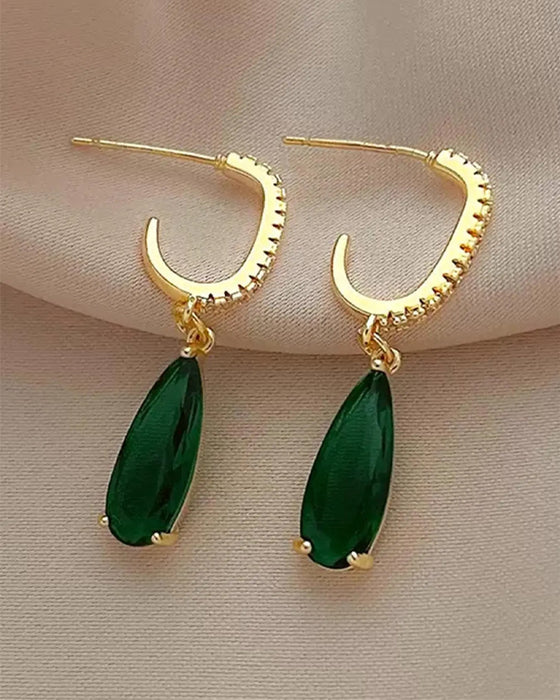 Örhängen Konstgjord Ädelsten & Rhinestone Dekor Hängande Hoops