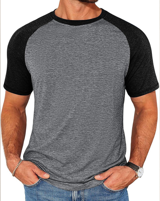 T-Shirt Kontrast Rund Hals Herr Åtsittande
