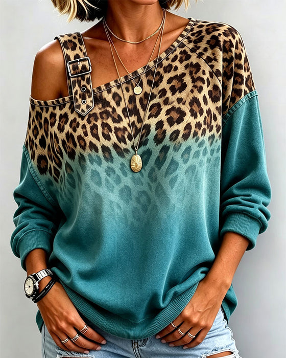 Top Gradient Off-axel Leopard Tryck