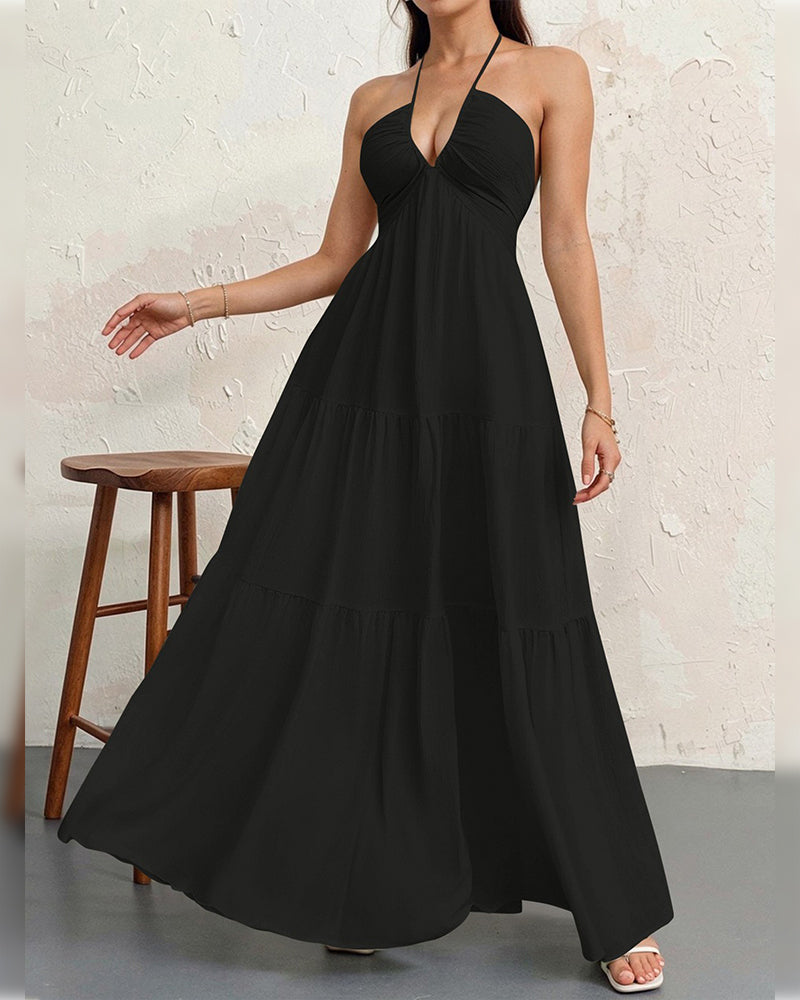 Klänning Mode Solid Halter