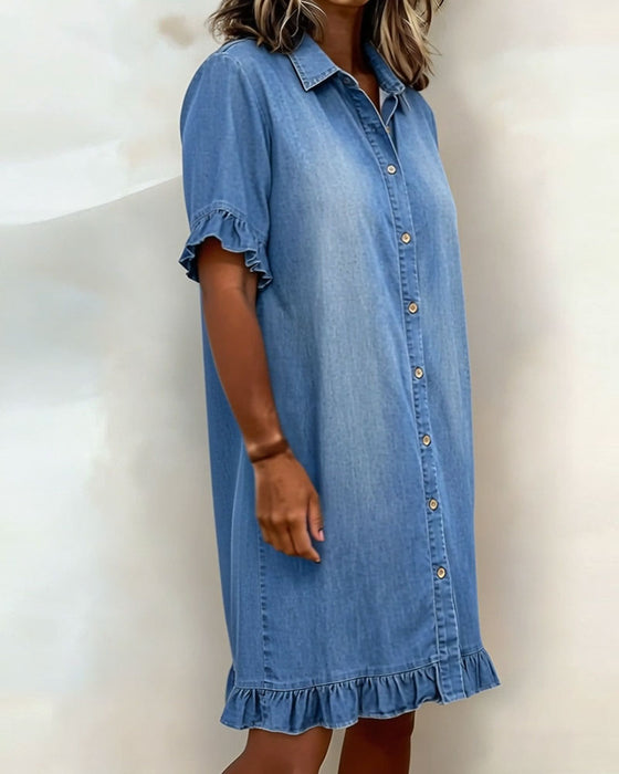 Denimkjolklänning Med Volang