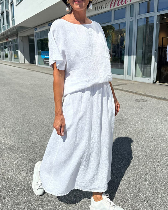 Set Enfärgad Bomull Och Linne Casual