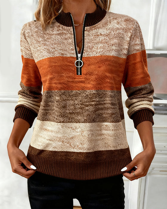 Swearshirt Med Ståkrage Och Ränder