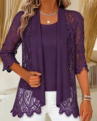 Topp Med Lapptäcktsdetaljer Och Faux Tvådelad Design