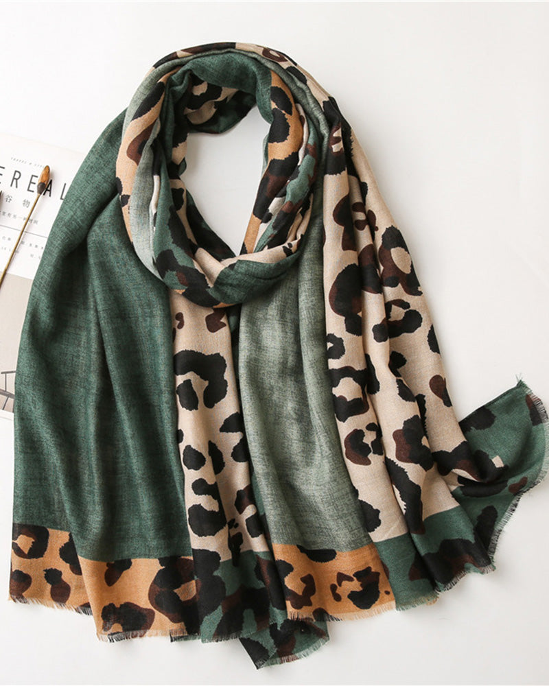 Dam Halsduk Leopard Lapptäcke Print Fransar Schal