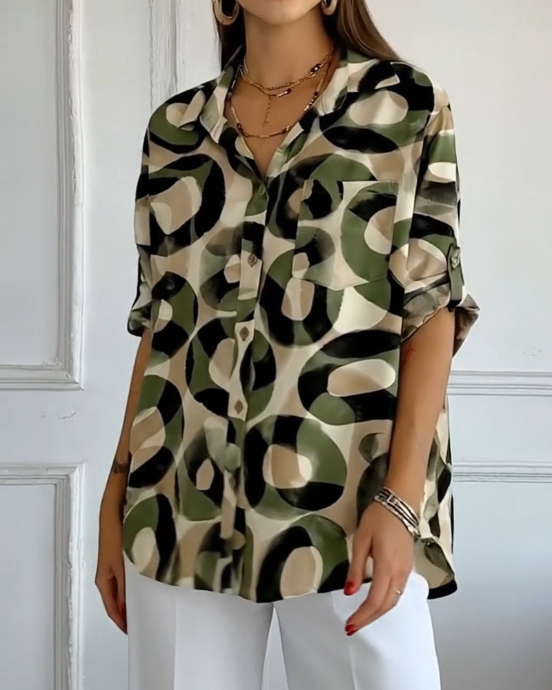 Skjorta Cirkeltryck Avslappnad Passform