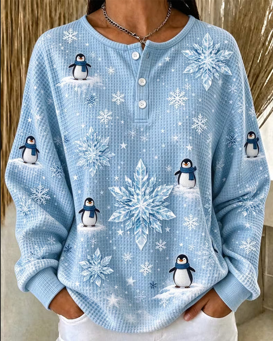 Topp Pingvin Snöflinga Våffelstickad Henley