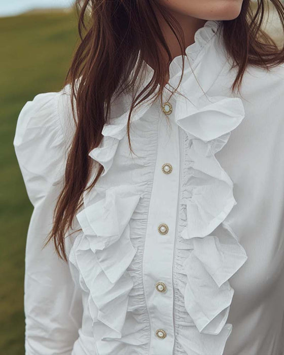 Blus Fransk Spets Rysch