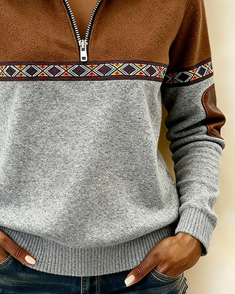 Tröja I Färgblock Med Pälskrage