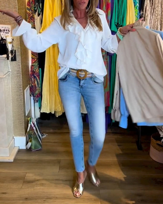 Damdesignerblusar med volang