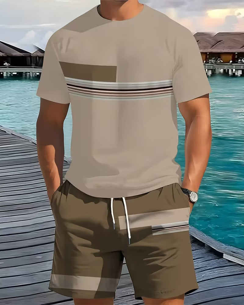 Set Randig Casual Kort Ärm