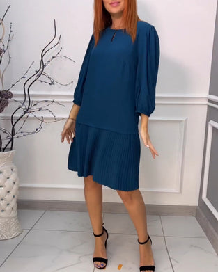 Patchwork veckad enfärgad klänning