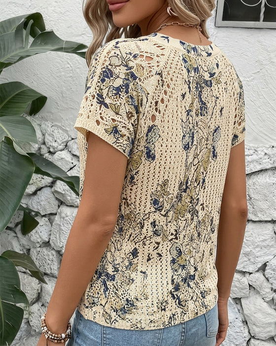 Pullover Kortärmad Genombruten Tryck