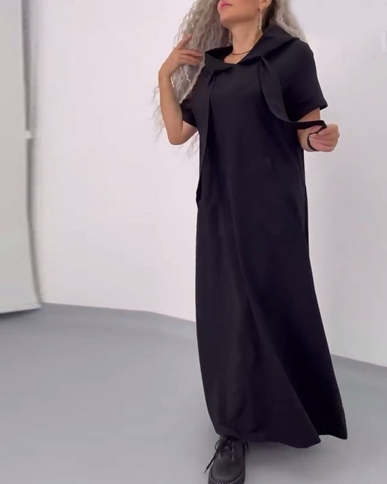 Klänning Enfärgad Huvtröja Casual