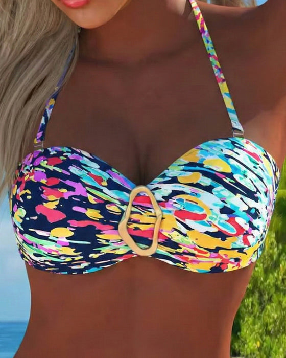 Bikini Metallspänne Färgad Tvådelat