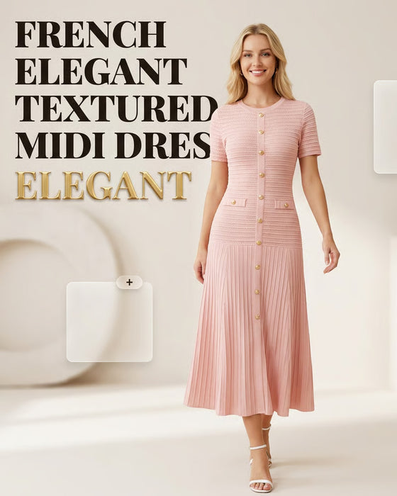 Klänning Rundhals Slim Fit Knapp Patchwork