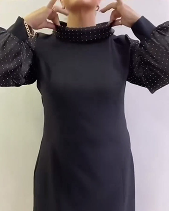 Klänning Lykta Ärm Nät Lapptäcksarbete