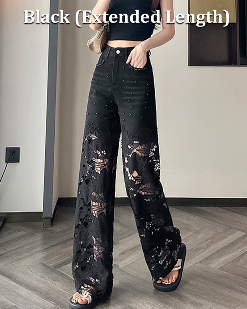 Jeans Dam Strass Utskärning Bred Benslut