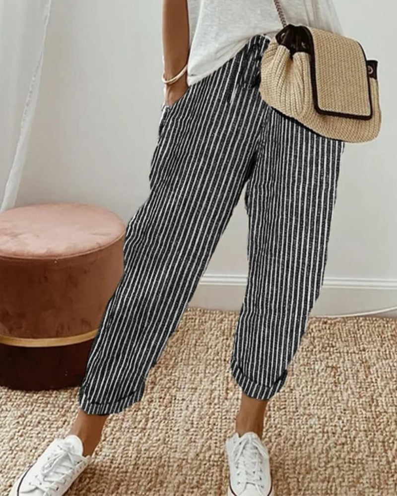 Byxor Casual Randig Croppad