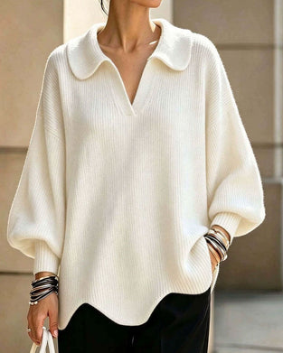 Pullover Enfärgad Revers