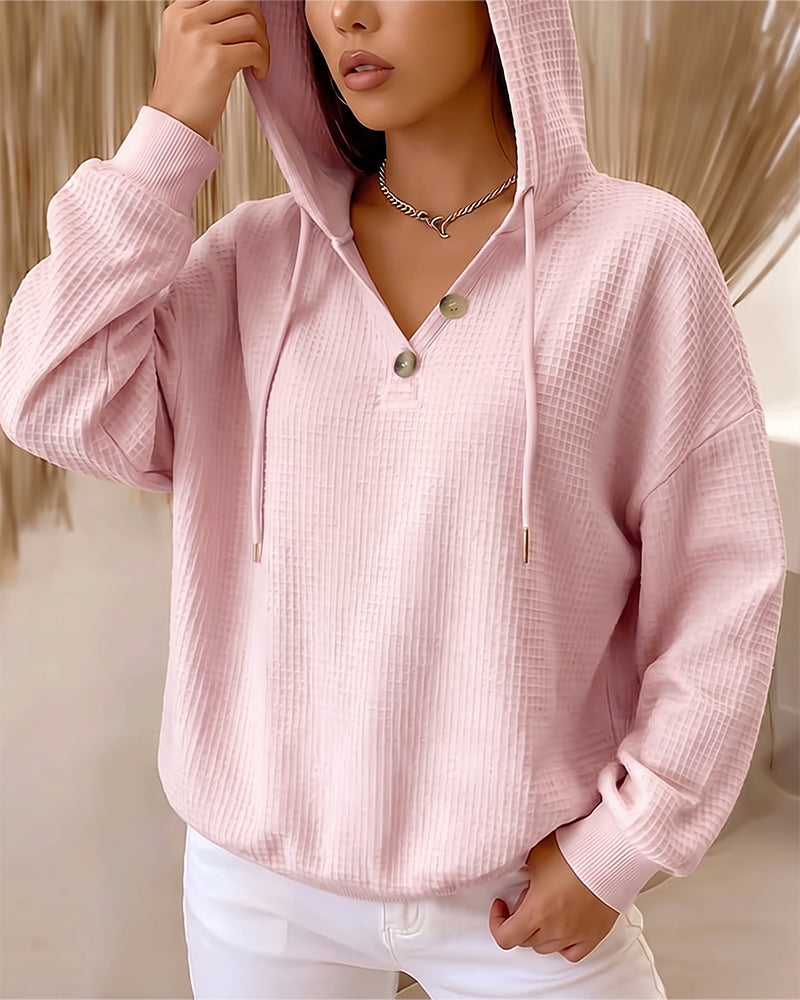 Sweatshirt Avslappnad Enfärgad Snörlina