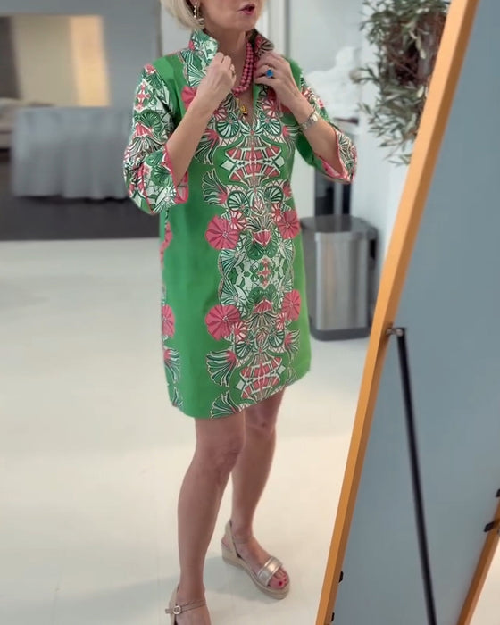 Klänning Snygg Lös Passform Tryckt