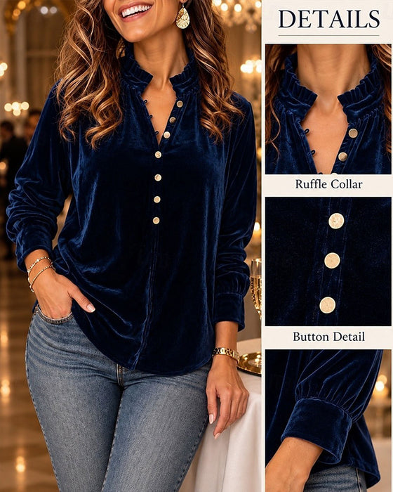 Blus Solid Knapp Elegant