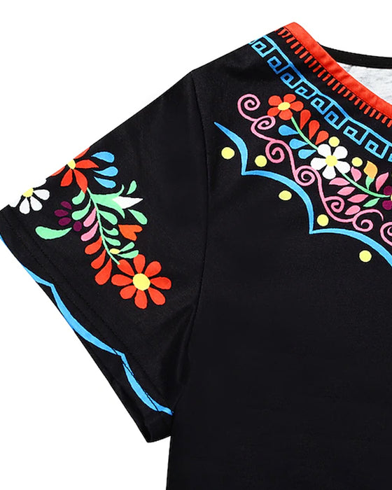 Klänning med retrostil och korta ärmar