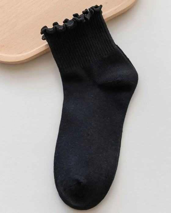 Sockor Dam Rynkad Kant (6 Par)