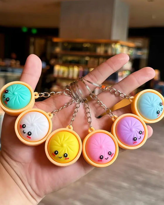 Söt Dumpling Tryckbar Glöd Squishies Fidget Nyckelring