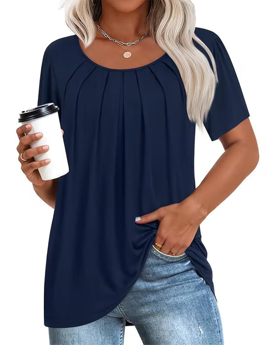 T-Shirt Veckad Casual Kort Ärm