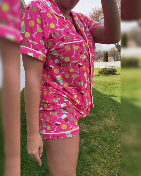 Tvådelade Set Vinflaska Tryck Casual