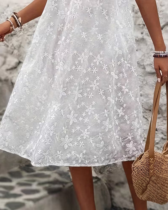 Jacquardklänning Kortärmad Mellångd