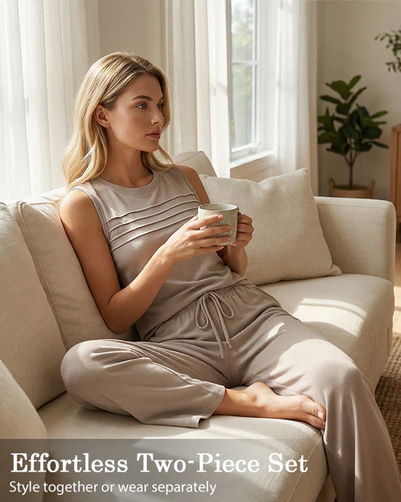 Tvådelad Set Veckad Väst Topp