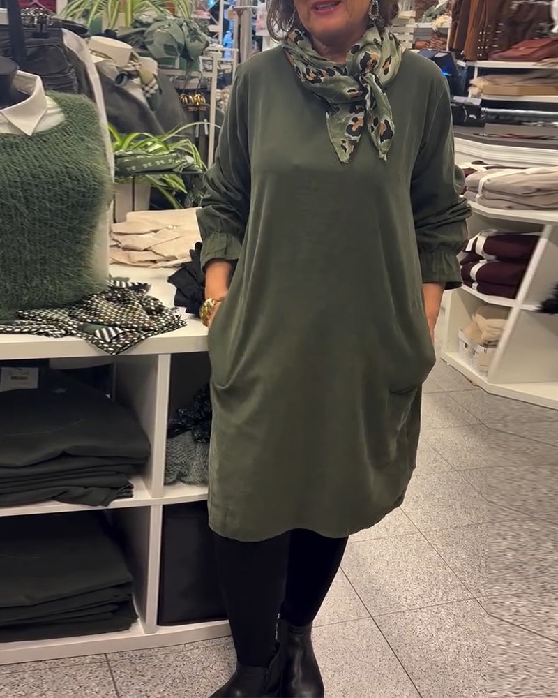 Klänning Lång Ärm Lössittande Plusstorlek