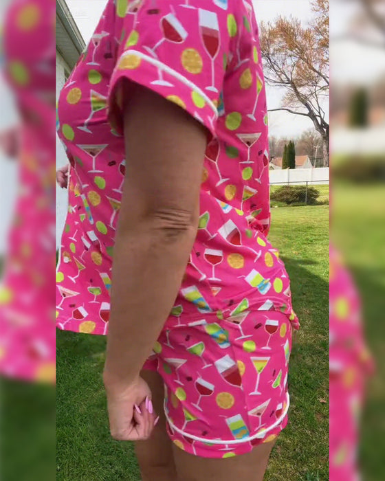 Tvådelade Set Vinflaska Tryck Casual