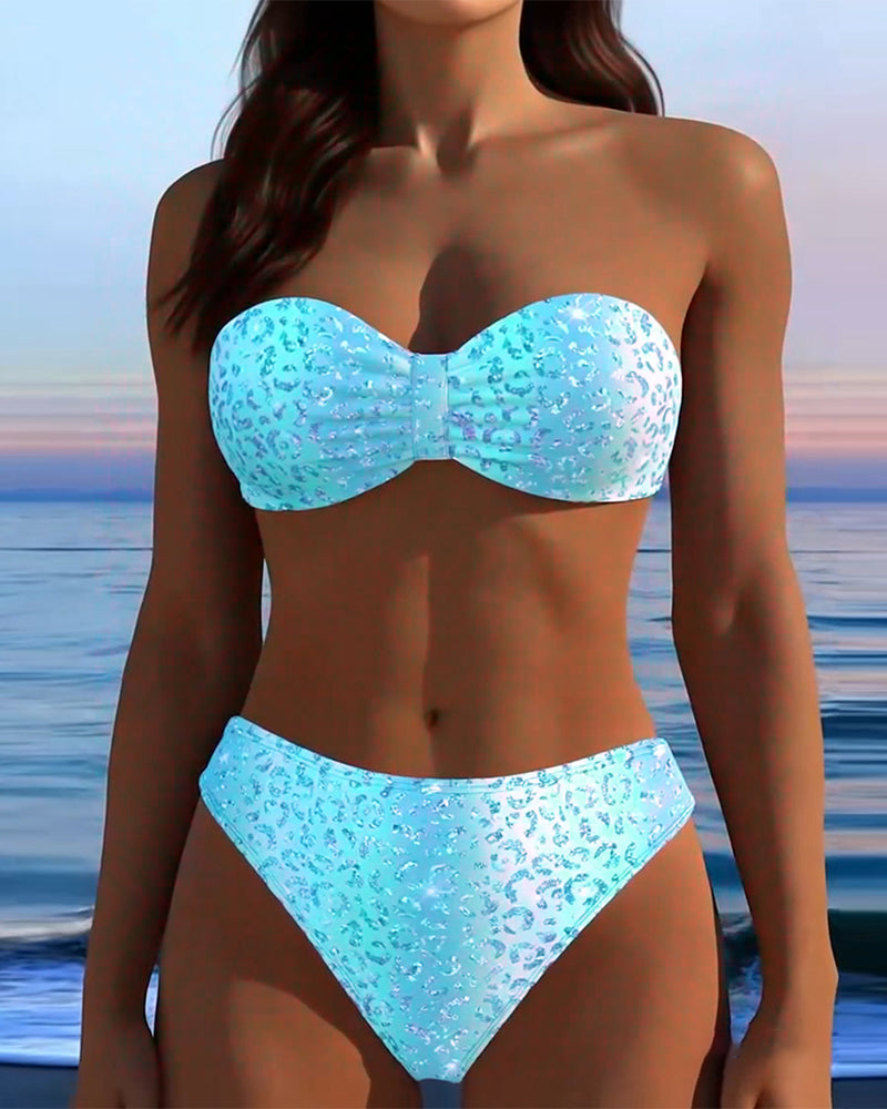 Bikini Leopardmönster Bandeau