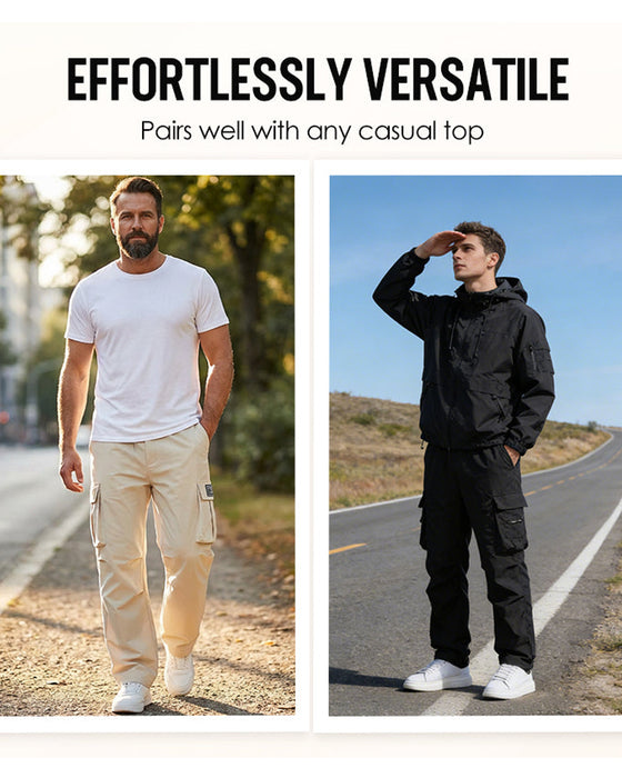 ✨ Herrarnas Cargobyxor – Fickor i överflöd, Stretch, Casual ✨