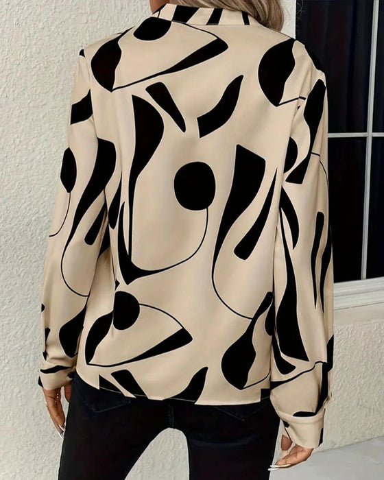 Blus Abstrakt Geometrisk Tryck
