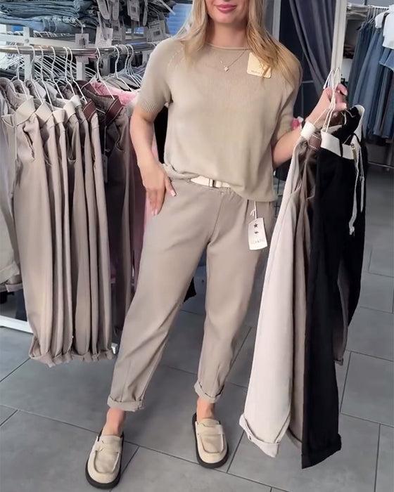 Byxor Enfärgad Avslappnad Rak