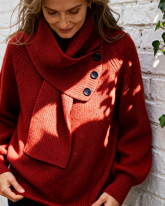 Tröja Halsdukskrage Mode Enfärgad