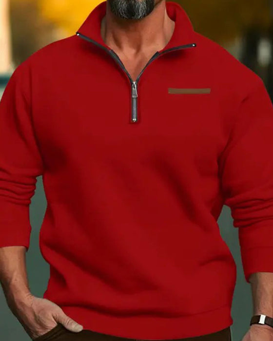 Sweatshirt Enfärgad Ståkrage Dragkedja