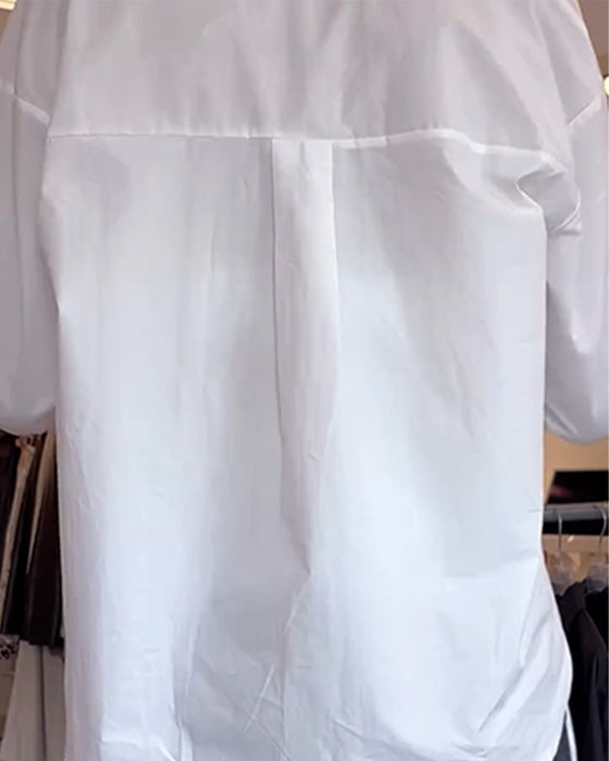 Skjorta Och Spets Inner Set Krage Enfärgad Långärmad